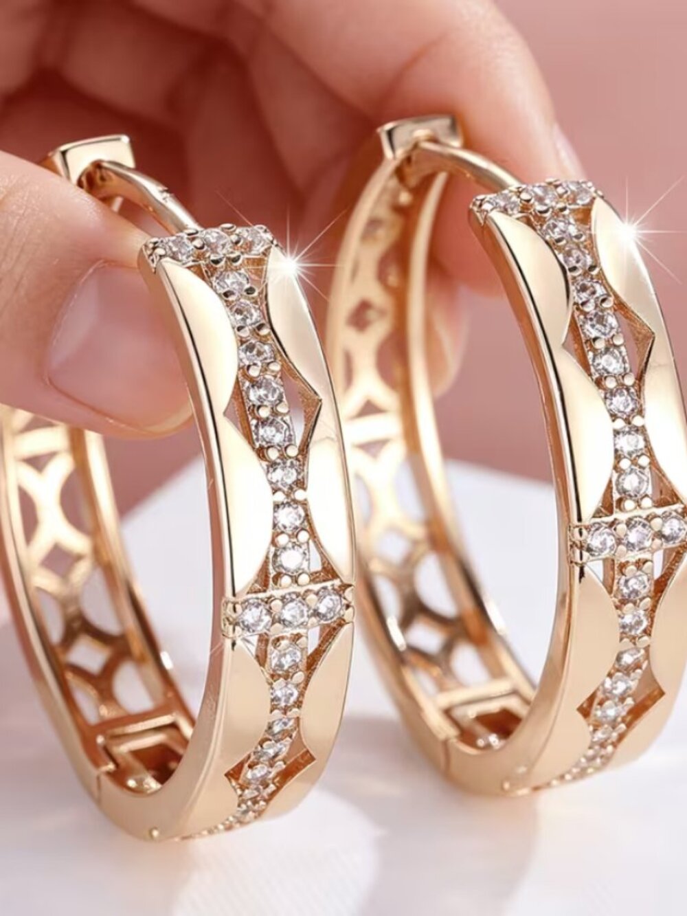 18K Gold Womens 2ct Diamond Small Hoop Earrings Ladies New 18 K Silver Jewelry